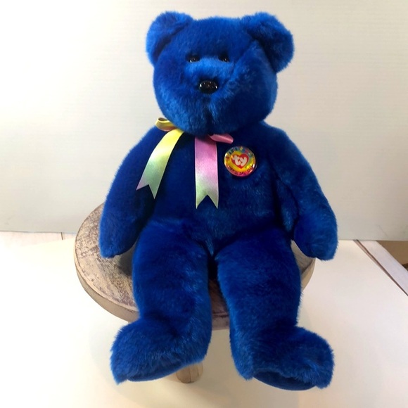 TY Beanie Buddy Clubby the Royal Blue TY Club Bear 14” 90’s Y2K Collectible NWOT - Picture 2 of 9